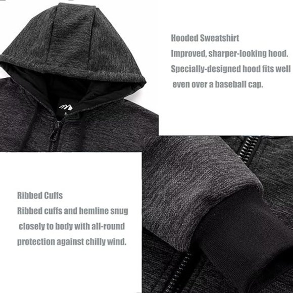 Hoodies for Men sherpa Warm Fleece Hoodie Jacket Sweatshirt Full Zip Sport Worko - Picture 4 of 7